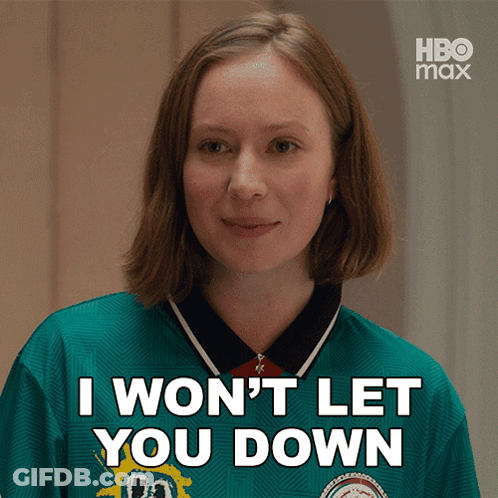 Woman In Green Shirt Saying I Won't Let You Down GIF