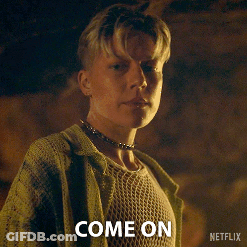 Woman In Green Sweater Saying Come On In GIF