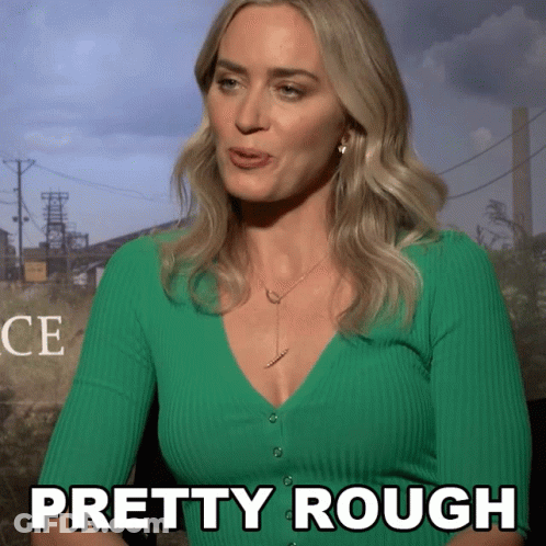 Woman In Green Sweater Saying Pretty Rough GIF