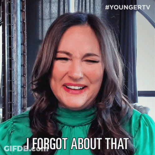 Woman In Green Top Making Funny Face Saying I Forgot About That GIF