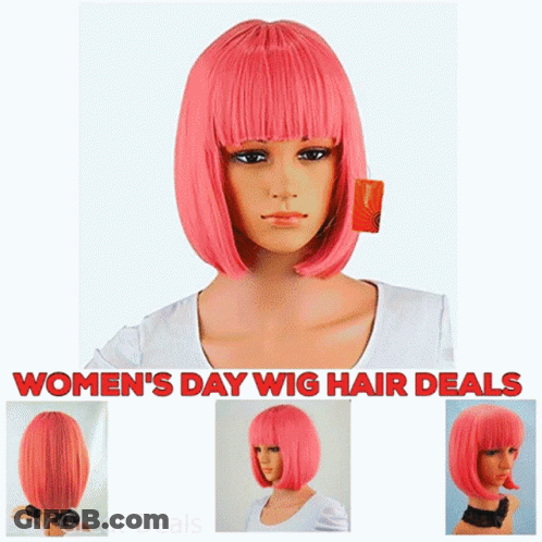Woman In Green Wig Women's Day Wig Hair Deals GIF