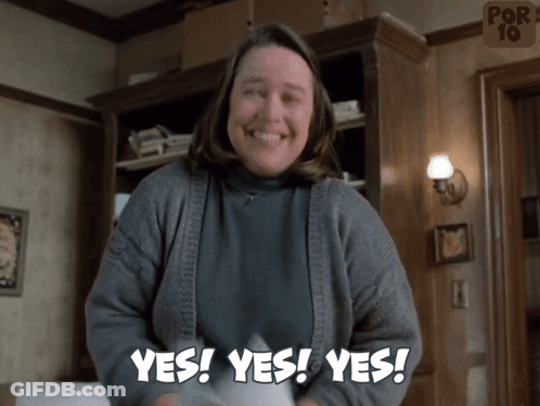 Woman In Grey Sweater Says Yes Yes Yes GIF
