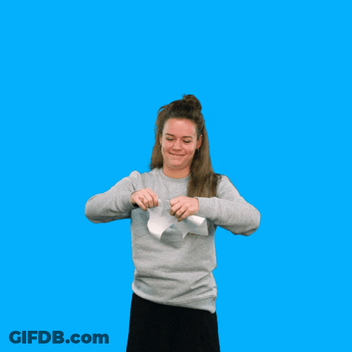 Woman In Grey Sweatshirt Saying I Love You Throws Papers GIF