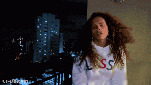 Woman In Guess Sweatshirt GIF