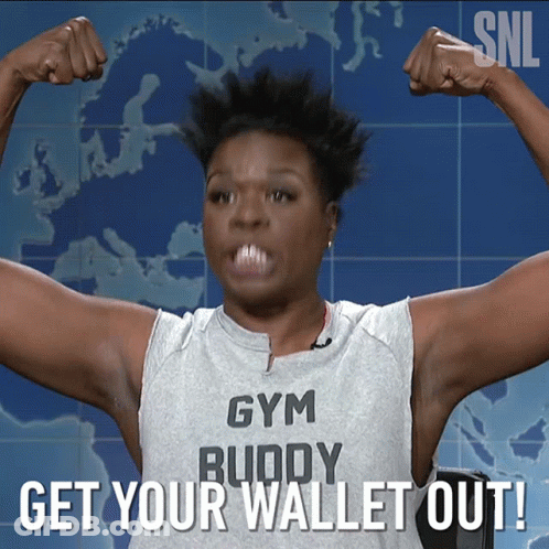 Woman In Gym Buddy Shirt Flexing Arms GIF