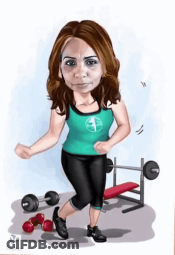 Woman In Gym With Dumbbells And Bench GIF