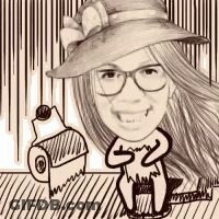 Woman In Hat And Glasses Sitting On Toilet GIF