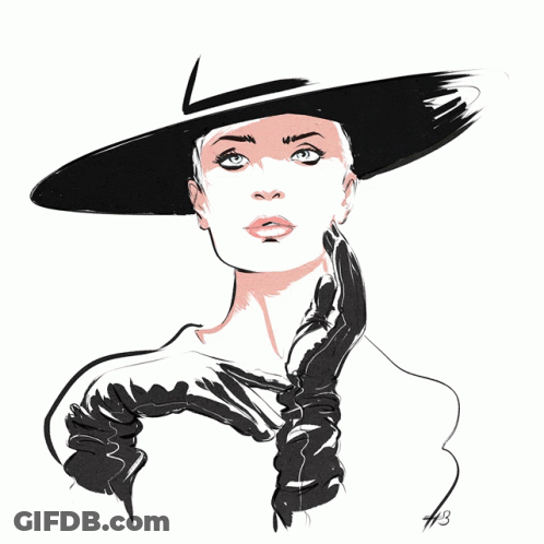 Woman In Hat And Gloves HB GIF