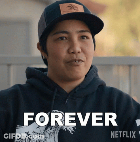 Woman In Hat And Hoodie Saying Forever Netflix Poster GIF