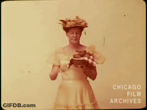 Woman In Hat Holding Dog GIF