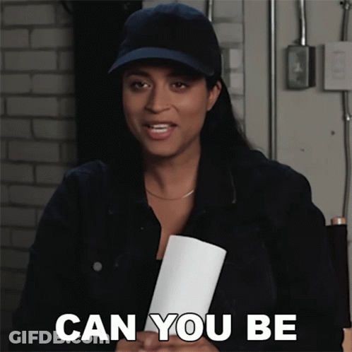 Woman In Hat Holding Paper Says Can You Be GIF