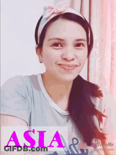 Woman In Headband And Asia T-Shirt GIF