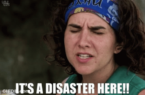 Woman In Headband Says It's Disaster Here GIF