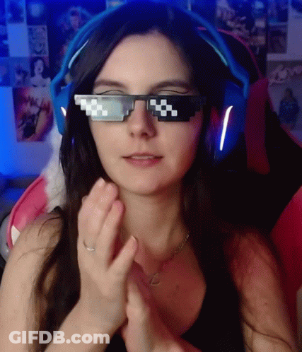 Woman In Headphones And Checkered Sunglasses GIF
