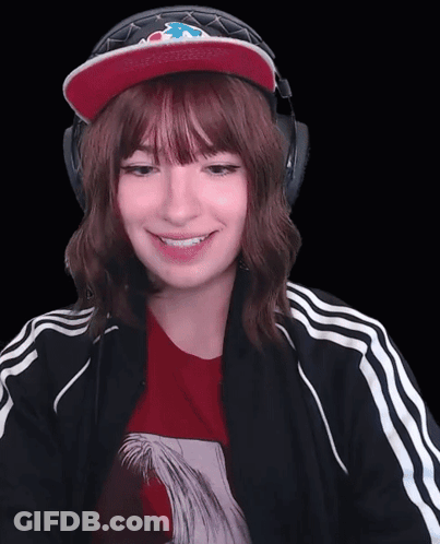 Woman In Headphones And Red Hat With Sonic GIF