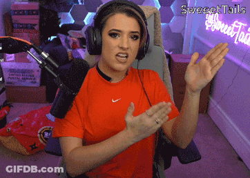 Woman In Headphones And Red Shirt Sweettails GIF