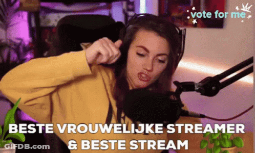Woman In Headphones Making Funny Face At Microphone Saying Vote For Me GIF
