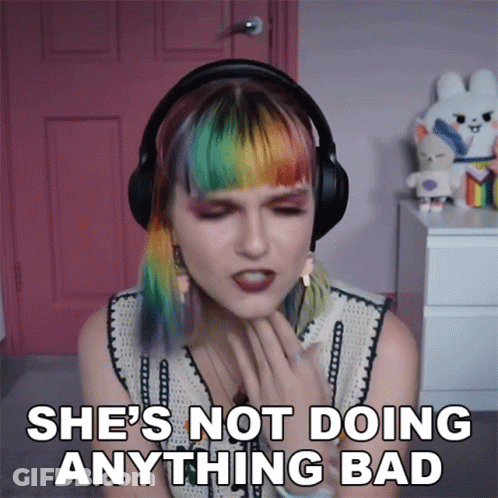 Woman In Headphones: She's Not Doing Anything Bad GIF