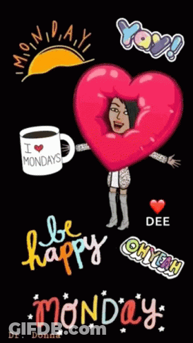 Woman In Heart Donut Holding I Love Mondays Mug GIF