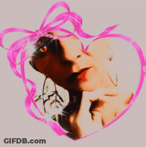 Woman In Heart With Pink Bow GIF
