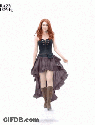 Woman In High Low Skirt And Corset Saying Crazy Love GIF