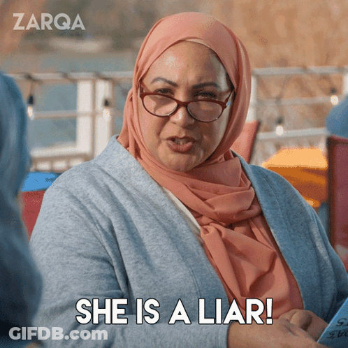 Woman In Hijab And Glasses Says She Is A Liar GIF