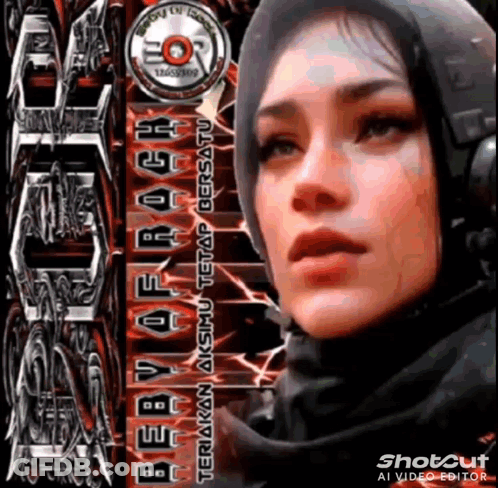 Woman In Hijab And Headphones With Baby Of Rock Sign GIF