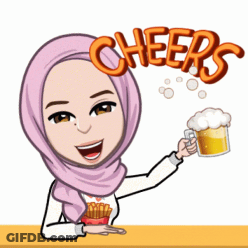 Woman In Hijab Holding Beer Mug Cheering GIF