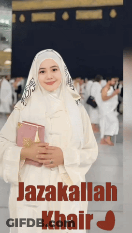 Woman In Hijab Holding Book Jazakallah Khair GIF