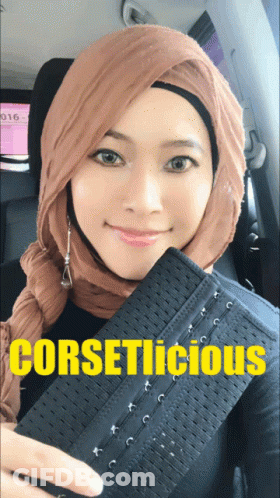 Woman In Hijab Holding Corsetlicious Corset GIF