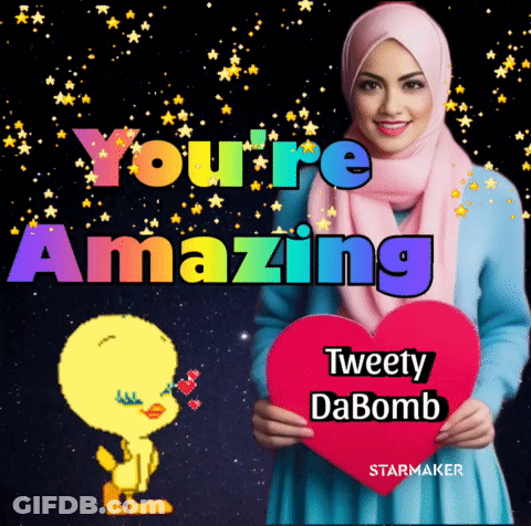 Woman In Hijab Holding Heart With Tweety Dabomb GIF