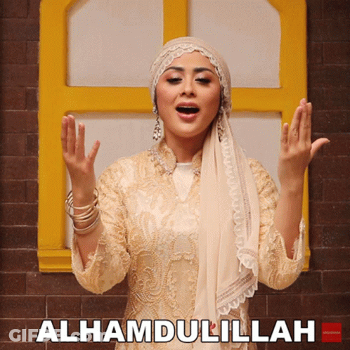 Woman In Hijab Saying Alhamdulillah By Window GIF