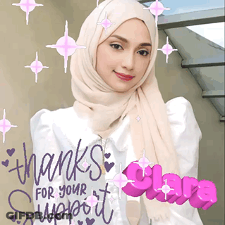 Woman In Hijab Standing In Front Of Thanks For Your Support Sign GIF