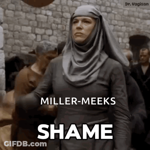 Woman In Hijab With Miller Meeks Shame GIF