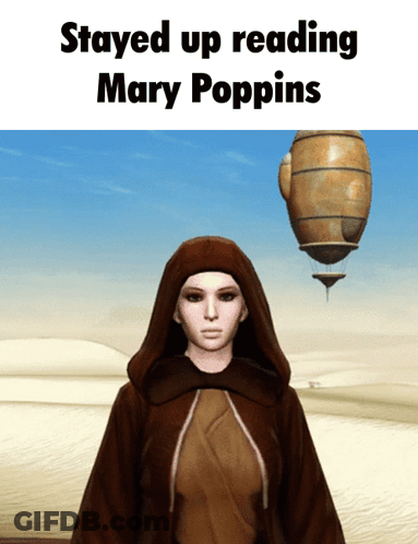 Woman In Hooded Cape Reading Mary Poppins GIF