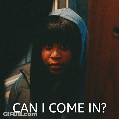 Woman In Hooded Jacket Asking To Come In GIF