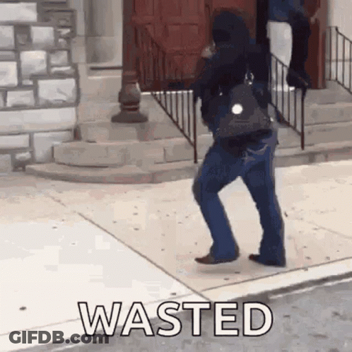 Woman In Hooded Jacket Walking On Sidewalk With Wasted GIF