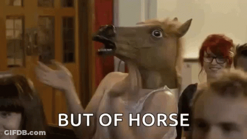 Woman In Horse Mask In Crowd GIF