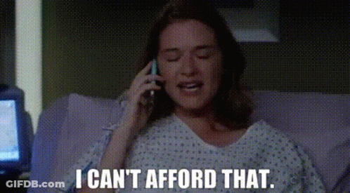 Woman In Hospital Gown Saying I Can't Afford That GIF