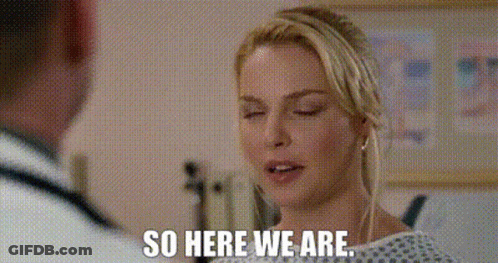 Woman In Hospital Gown Talking To Doctor Saying So Here We Are GIF