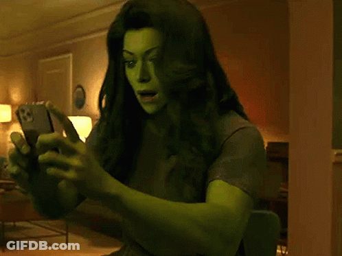 Woman In Hulk Costume Taking Selfie GIF