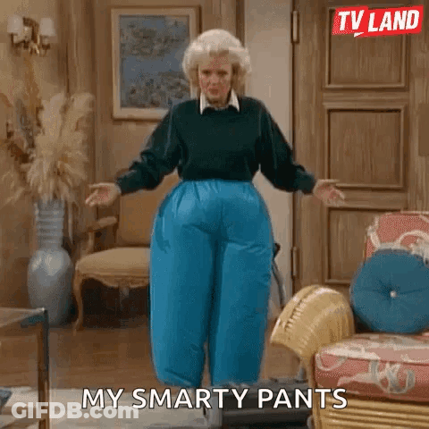 Woman In Inflatable Pants In Living Room GIF