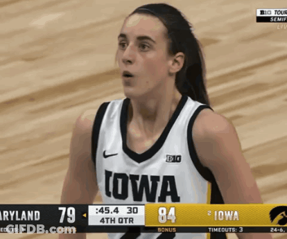 Woman In Iowa Jersey On Basketball Court GIF