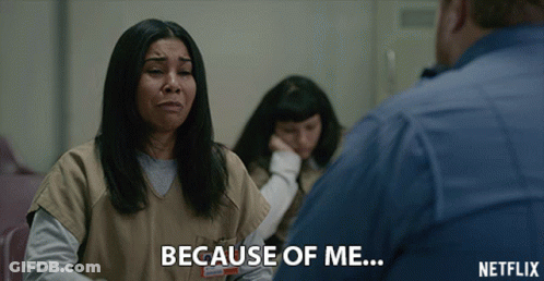 Woman In Jail Cell Saying Because Of Me GIF