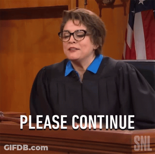 Woman In Judge's Robe Saying Please Continue GIF