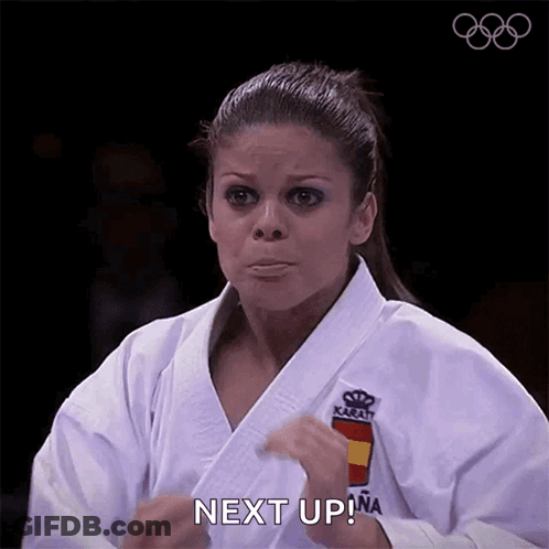 Woman In Karate Uniform Saying Next Up GIF