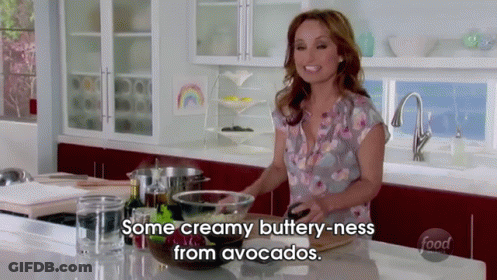 Woman In Kitchen Saying Creamy Buttery-Ness From Avocados GIF