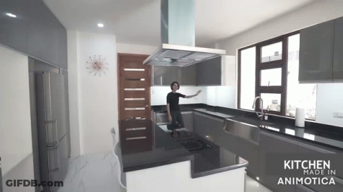 Woman In Kitchen Saying Kitchen Made In Animotica GIF