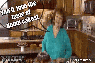 Woman In Kitchen Saying You'll Love The Taste Of Dump Cakes GIF