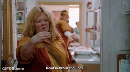 Woman In Kitchen Says Read Between The Lines GIF